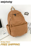 weiyinxing Men Black Rucksack Simple Canvas Women Knapsack Fashion Lovers Shoulder Bag Backpack Schoolbag College Mochila School