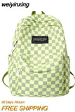 weiyinxing New Plaid Women Backpack Kawaii Girl Nylon Travel Bag Fashion Waterproof Bookbag College Students Cool Schoolbag Mochilas