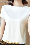 Weiyinxing Short Sleeve Blouse Women Blusas Mujer De Moda 2023 Verano Casual O-Neck Chiffon Blouse Shirt Women Tops Blouses E850