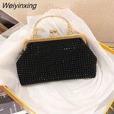 Weiyinxing Crossbody Bag Women's Metal Frame Bag with Diamonds Shining Handbag Purse Party Clutch Bag Female Shoulder Evening Bag