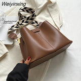 Weiyinxing Designer Wide Strap Bucket Small Women Handbags Autumn 2023 Fashion Simple Large Capacity Ladies Shoulder Crossbody Bags