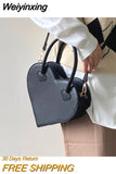 Weiyinxing Design Women's Shoulder Bag Vintage Cool Girls Love Heart Handbags Retro Female Black Small Tote Purse Messenger Bags