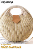 weiyinxing Shell Round Wicker Woven Women Handbags Designer Rattan Lady Shoulder Crossbody Bags Casual Summer Beach Straw Bag Purse