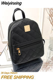 Weiyinxing Pu Solid Color Mini Rhombus Backpack Suitable for Women Fashion Casual Small Backpack Girls Korean Style Student 2023 New