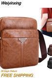 Weiyinxing Brand Vintage Men Bag Fashion PU Leather Shoulder Bag Business Messenger Crossbody Bag Large Capacity Male Casual Handbag