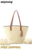 weiyinxing tassel straw bags rattan women handbags wicker woven shoulder bags large capacity tote bucket bag summer beach purses new