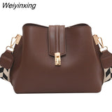 Weiyinxing YIDE Vintage Simple Small PU Leather Bucket Crossbody Bag for Women 2023 Designer Fashion Lady Luxury Black Shoulder Handbag