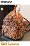 weiyinxing Luxury Designer Fashion Women Nylon Backpack Mini Soft Leopard Print Small Backpack Female Ladies Shoulder Bag Girls Purses