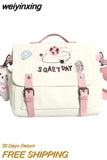 weiyinxing Women Simple Crossbody Bag Girls Cute Casual Satchel Shoulder Pouch Money Sweet Printed Canvas Diagonal Cross Schoolbag
