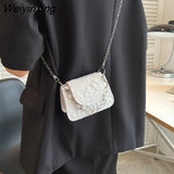 Weiyinxing Flower Mini Chain Small Bag New Fashion Lipstick Bag Western Style Casual Trend Simple Shoulder Messenger Bag for Women