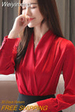 Weiyinxing Sleeve Women Blouses Shirts Blusas Mujer De Moda 2023 Blouse Women V-neck Office Chiffon Blouse Shirt Women Tops Blusa B757