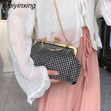 Weiyinxing Crossbody Bag Women's Metal Frame Bag with Diamonds Shining Handbag Purse Party Clutch Bag Female Shoulder Evening Bag