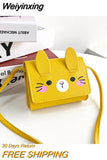 Weiyinxing Color Princess Accessories Coin Purse Lovely Baby Girls Small Square Crossbody Bags Cute Rabbit Children's Shoulder Bag