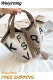 Weiyinxing Printed Canvas Handbag For Women Famous Brand Tote Bag 2023 Casual New Lady Designer Handbags And Purses Women Bucket Bag