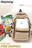 Weiyinxing Patchwork Color Multi-Pocket Female Backpack Book School Bag for Teenage Girls Boys Student Women's Travel Rucksack