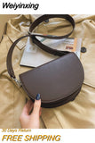 Weiyinxing Solid Color Saddle Bag High Quality Leather Shoulder Bags for Women 2023 New Simple Ladies Crossbody Bag Designer Handbags