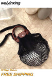 weiyinxing Hollow Women Shoulder Bags Designer Handmade Woven Handbags Fishnet Summer Beach Bags Large Tote Bali Shopper Purses 2023