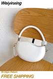 Weiyinxing Designer Women Small Shoulder Bag PU Leather Ladies Round Crossbody Bags Candy Color Female Beaded Handle Handbags