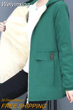 Weiyinxing Women Windbreaker 2023 New Autumn Women's Fleece Jacket Casual Hooded Winter Overcoat Zipper Pocket Female Basic Coat