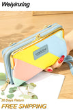 Weiyinxing Women's Shoulder Bag Holdheld Wallet Messenger Bag Fashion Korean Version Horizontal Splicing Color Multi-function Phone Bag