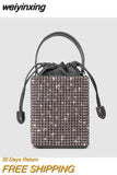 weiyinxing Square Diamonds Women Handbags Shinny Rhinestone Shoulder Crossbody Bags Luxury Glitter Evening Party Bags Small Purses