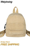 Weiyinxing Women Mini Backpack Solid Color Corduroy Small Backpacks Simple Casual Student Bookbags Traveling Backpacks 2023