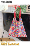 Weiyinxing New Style Fashion Vintage Floral Cotton Fabric Shoulderbage for Women Large Casual Capacity Shopping Tote Bags Hand Bag