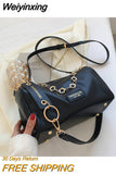 Weiyinxing Small Contrasting Colors PU Leather Bucket Crossbody Bags for Women 2023 Fashion Chain Shoulder Bag Lady Luxury Handbags