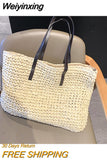 Weiyinxing rattan large capacity tote for women wicker woven wooden handbags summer beach straw bag lady big purses travel sac 2023