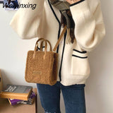 Weiyinxing YIDE Women Winter Shoulder Bag Wool Warm Soft Autumn Ins Square Cross-body Portable Casual Beige Khaki Girl Preppy Style