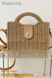 Weiyinxing Beach Bags for Women Designer Shoulder Crossbody Bag Casual Straw Handbags with Weave Short Handle New Rattan Box Bags