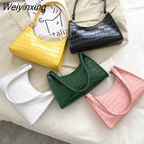 Weiyinxing Women's Handbag Crocodile Pattern Retro Casual Totes Shoulder Bag Fashionable Exquisite Shopping Bag PU Leather Chain Handbags