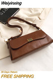 Weiyinxing Leather Crossbody Bags for Women 2023 Vintage Latest Trend Designer Small Handbags Female Solid Color Shoulder Bag