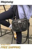 Weiyinxing Women's Simple Underarm Handbags Vintage Soft Pu Leather Mini Messenger Bag Retro Solid Cool Girl Shoulder Bags Bolsa