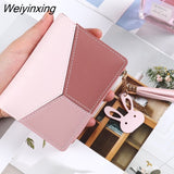 Weiyinxing Women Cute Pink Wallets Pocket Purse Card Holder Patchwork Wallet Lady Female Fashion Short Coin Burse Money Bag