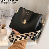Weiyinxing YIDE Vintage Simple Small PU Leather Bucket Crossbody Bag for Women 2023 Designer Fashion Lady Luxury Black Shoulder Handbag