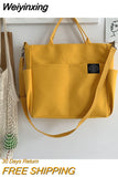 Weiyinxing Women's Retro Large Size Bags Cotton Canvas Shoulder Bag Fashion Crossbody Handbag Zipper Casual Tote Multi Pocket