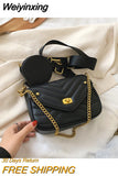 Weiyinxing PU Leather Shoulder Bag For Women 2023 new purse and Handbags Female Travel Crossbody Bag ladies chain Sling bag 2 PCS/SET