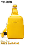 Weiyinxing Women's Chest Pack Bag Hip Hop Banana Belt Bag Mini High Quality Crossbody Bags Female PU Leather Waist Bags Purse Pocket