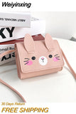 Weiyinxing Color Princess Accessories Coin Purse Lovely Baby Girls Small Square Crossbody Bags Cute Rabbit Children's Shoulder Bag