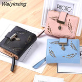 Weiyinxing Women's Purse Short Zipper Wallet Women Leather 2023 Luxury Brand Small Women Wallets Clutch Bag With Hollow Out Leaves