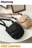Weiyinxing Winter Canvas Bag for Women Phone Coin Small Square Pouch Fashion Retro Diagonal Bags All-match Nylon Shoulder Pack