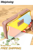 Weiyinxing Women's Shoulder Bag Holdheld Wallet Messenger Bag Fashion Korean Version Horizontal Splicing Color Multi-function Phone Bag