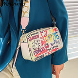 Weiyinxing YIDE New Graffiti Design Small PU Leather Crossbody Shoulder Bags for Women 2023 Lady Trendy Travel Branded Handbags Purses