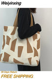 Weiyinxing Canvas Shopping Bags Eco Reusable Foldable Shoulder Bag 2023 New Zipper Large Handbag Tote for Women Shopper Pocket
