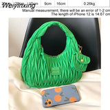 Weiyinxing Handbags Fashion Woman's Satchel Bag Pleated Designer Women Bags 2023 Trend Embroidered Thread Crescent Bags For Women