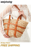 weiyinxing Large Rattan Basket Bag Designer Wicker Women Shoulder Bags Luxury Straw Handbag Summer Beach Big Shopper Purse Bali Sac