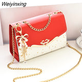 Weiyinxing Women Shoulder Messenger Bag Metal Sequin Chain Crossbody Phone Bags Ladies Luxury Designer Street Square Bags