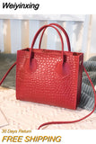 Weiyinxing Handbags Women Soft Pu Leather One Shoulder Bag Lady' Retro Alligator Pattern Crossbody Bag High-capacity Popular Design