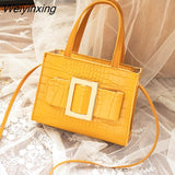 Weiyinxing Women Shoulder Crossbody Bags PU Leather Luxury Messenger Bag Female Small Square Bag Crocodile High Quality Handbags for Women